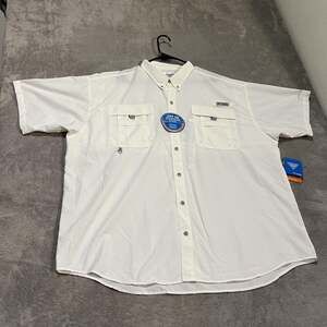 Columbia PFG Bahama Shirt Mens 2XL White Short Sleeve Fishing Omni-Shade FM7047
